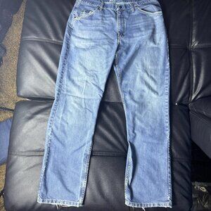 Wrangler 01 Competition Cool Vintage Men's Straight Leg Jeans Blue Denim 35x34